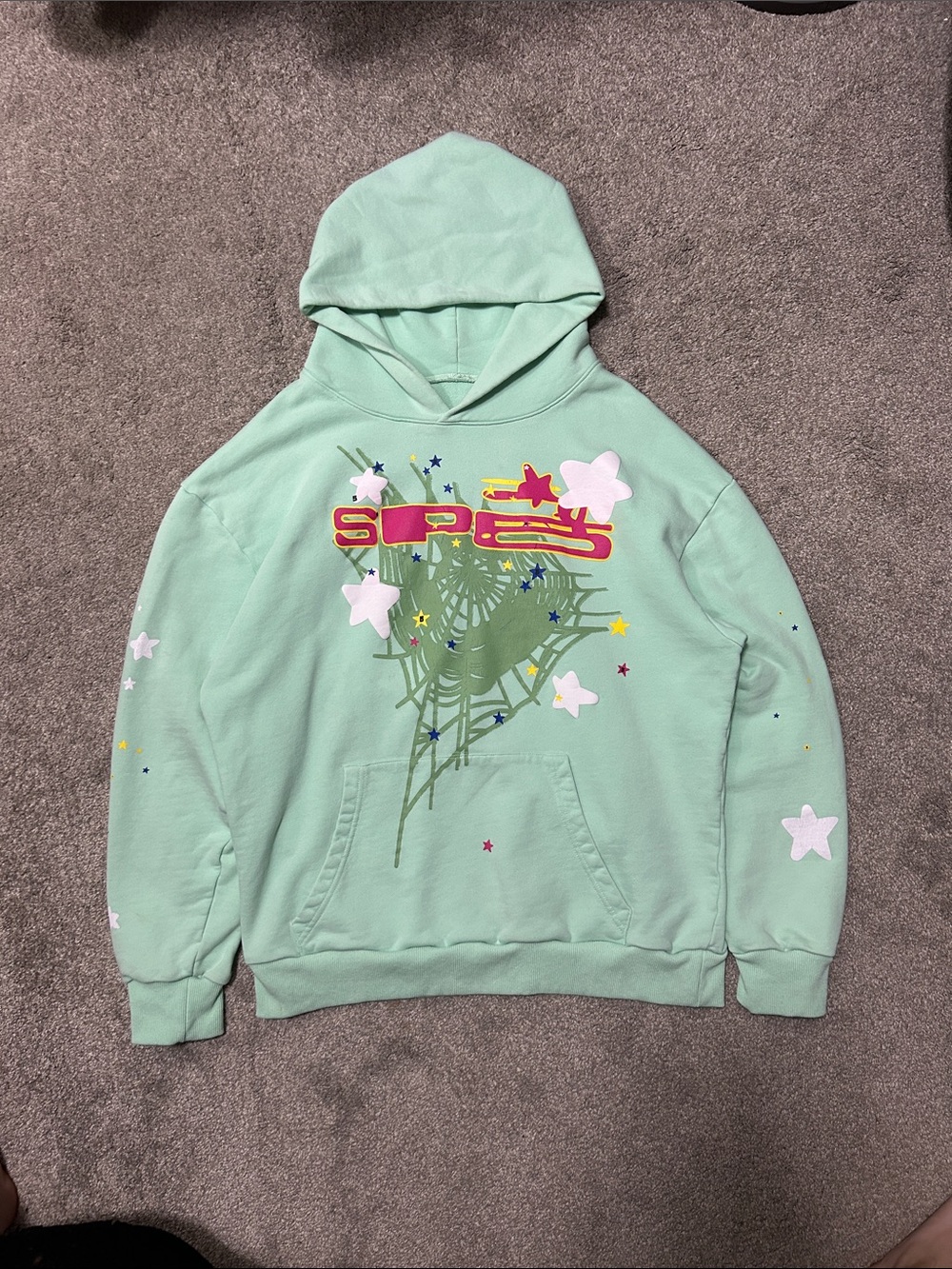 Sp5der SP5 Mint Green Hoodie Mens Medium